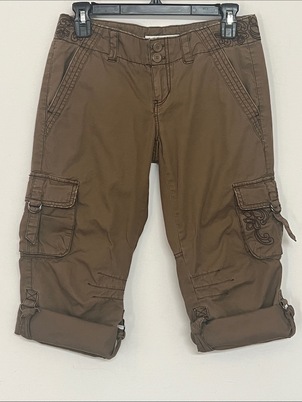 🌞 Aeropostale Olive Brown Cargo Capris w/Utility Pockets women jr size 3